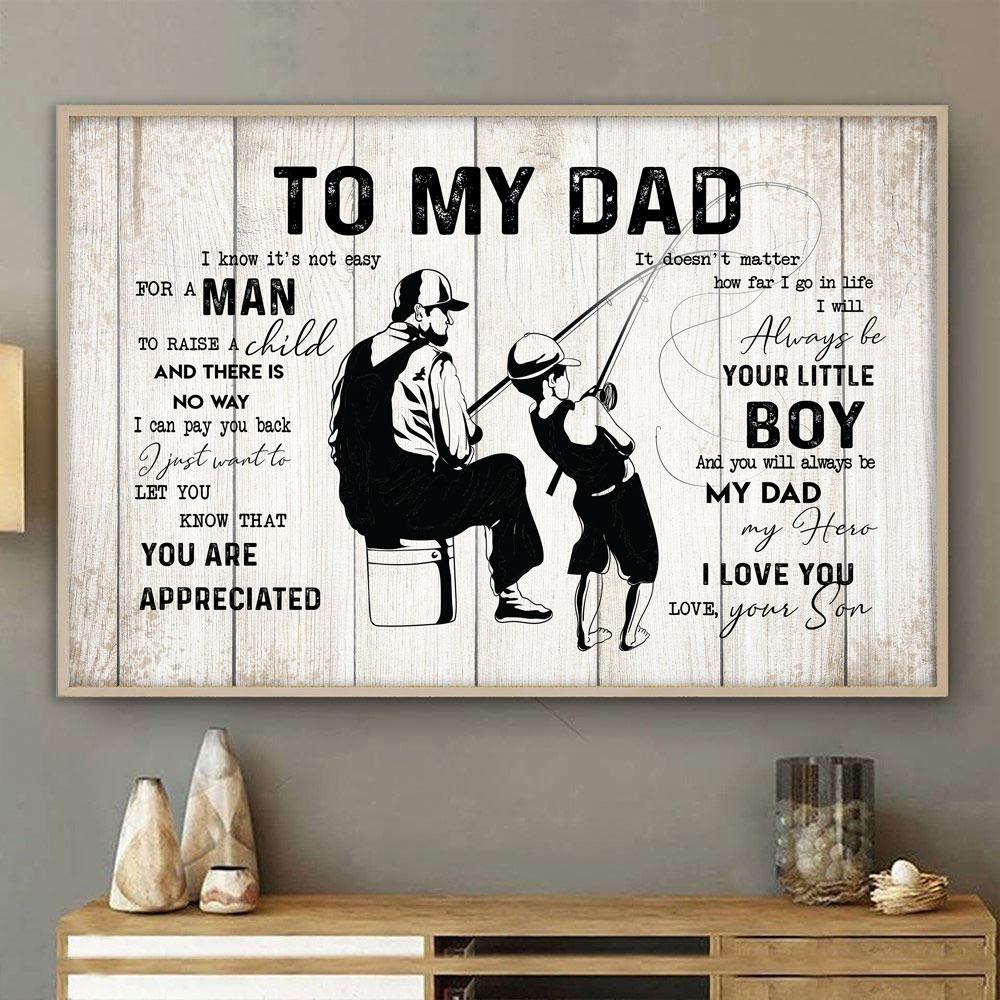 Fishing Gift For Dad From Son Fishing Lover Poster Birthday Gift For D