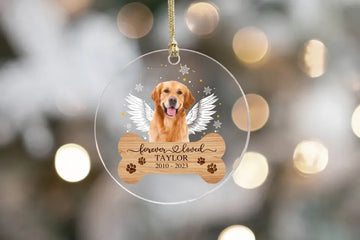 Dog bone forever loved - Personalized Transparent Acrylic Ornament, Loss of Pet Sympathy Gift