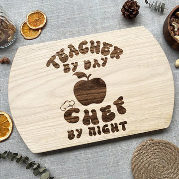 Teacher by day Chef by night - Hardwood Oval Cutting Board