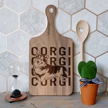 Cute Corgi - Hardwood Paddle Cutting Board