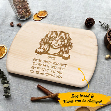 Cavalier King Charles Spaniel Every Snack You Make - Personalized Hardwood Oval Cutting Board