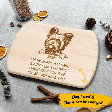 Yorkshire terrier Every Snack You Make - Personalized Hardwood Oval Cutting Board