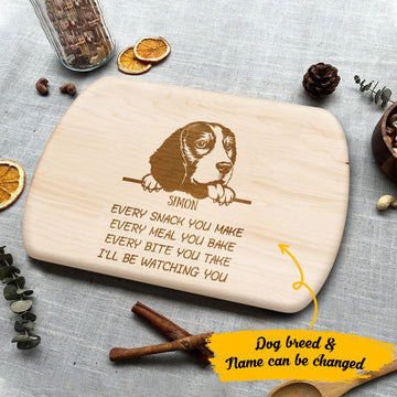 Beagle Every Snack You Make - Personalized Hardwood Oval Cutting Board
