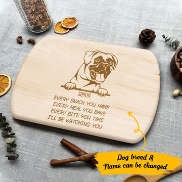 Boxer Every Snack You Make - Personalized Hardwood Oval Cutting Board