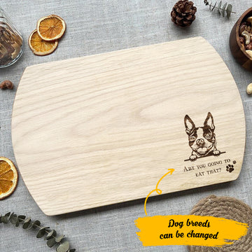 Boston terrier Are You Going to Eat That - Hardwood Oval Cutting Board