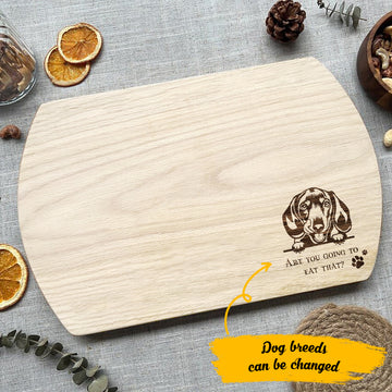 Dachshund Are You Going to Eat That - Hardwood Oval Cutting Board