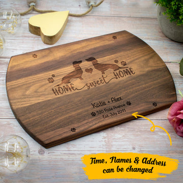 Dachshund Couple Home Sweet Home - Personalized Hardwood Oval Cutting Board