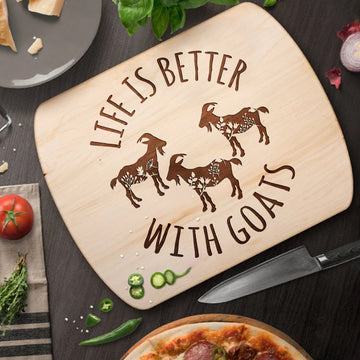 Life is better with Goats - Hardwood Oval Cutting Board