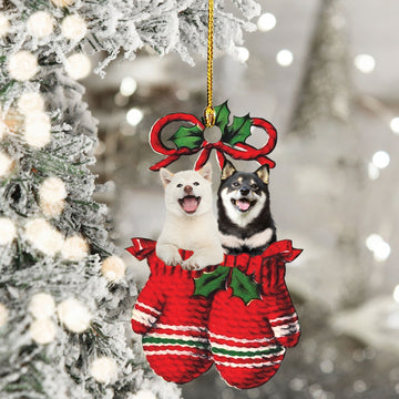 Shiba Inu Inside your gloves Christmas Holiday Cus - One Sided Ornament