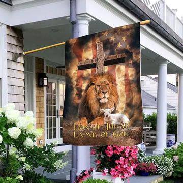 Lion Of Judah Lamb Of God Cross - House Flag