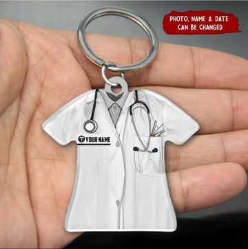 White Nurse Scrubs - Personalized Acrylic Keychain