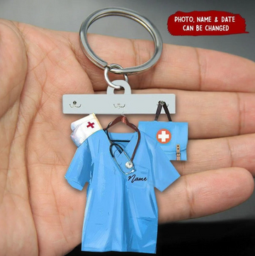 Nurse Clothing - Personalized Acrylic Keychain, Custom Nurse Acrylic Keychain with Name