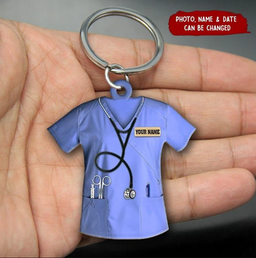 Custom Name Nurse Scrubs - Personalized Acrylic Keychain