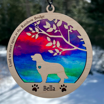 Until we meet again at the rainbow bridge, Dog Breed Memorial Suncatcher Ornament, Gifts for Loss of Dog, Pet Memorial Gifts