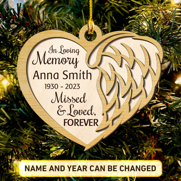 In Loving Memory Missed And Loved Forever - Personalized Printed Wood Ornament, Christmas Wood Ornament