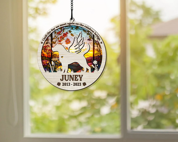 Dog Until The Day We Meet Again On The Rainbow Bridge Pet Memorial Gift - Personalized Suncatcher Ornament, Loss of Pet Sympathy Gift