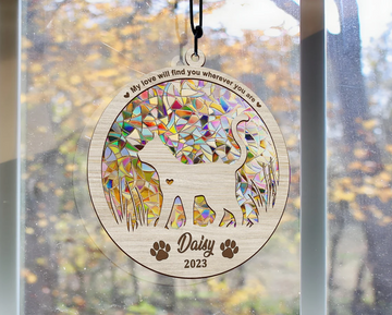 Cat Suncatcher With Rainbow my love will find you wherever you are - Personalized Suncatcher Ornament, Loss of Pet Sympathy Gift