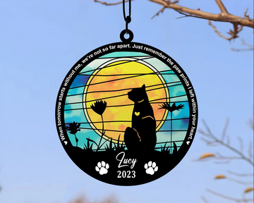 Engraved Cat Lovers Gift When Tomorrow Starts Without Me We're Not so Far Apart - Personalized Suncatcher Ornament, Loss of Pet Sympathy Gift