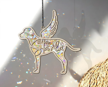 Custom Dog Breed Memorial Suncatcher Dog Wings In Loving Memory - Personalized Suncatcher Ornament, Loss of Pet Sympathy Gift