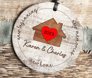 New Home New Beginnings New Memories First Christmas In New Home - Personalized Ceramic Ornament, Christmas Ornament