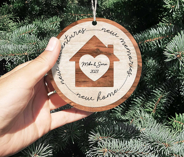 New Home New Adventures New Memories Our First Home - Personalized Ceramic Ornament, Christmas Ornament