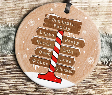 Personalized North Pole Family Ornament Family Member Name - Personalized Ceramic Ornament, Christmas Ornament