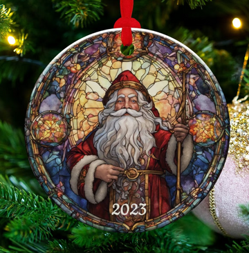 Santa 2023 Vintage Santa Christmas Decoration - Personalized Ceramic Ornament, Christmas Ornament