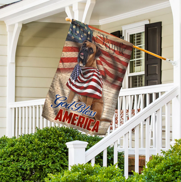 Boxer American Flag God Bless America - House Flag