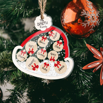 Santa Hat Xmas Ball Family - Personalized Christmas Shaker Ornament
