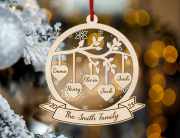 Personalized Family Christmas Ornament, Custom Family Ornament With Pets, Christmas 2023, Family Gift, Family Ornament Personalized