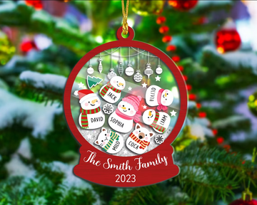 Custom Snowman Family Christmas Ornament, Family Snowman Ornament - Personalized Christmas Shaker Ornament