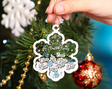 Snowflakes Family Member Christmas Ornament - Personalized Christmas Shaker Ornament