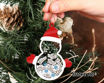 Snowman Family Member Christmas Ornament - Personalized Christmas Shaker Ornament