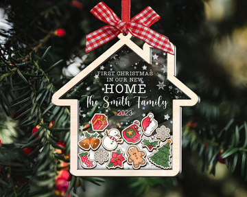 First Christmas in Our New Home Ornament Family Name - Personalized Christmas Shaker Ornament