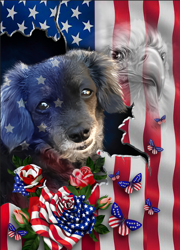 Custom Dog American Patriot Flag Independence Day - House Flag