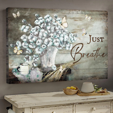 Cotton flower, White Butterfly, Just breathe  - Matte Canvas