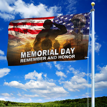 US Veteran American Memorial Day Remember And Honor - House Flag
