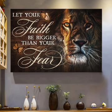 Jesus, Lion painting, Let your faith be bigger than you fear - Matte Canvas