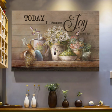 Flower vase, Hummingbirds, Today I choose joy  - Matte Canvas