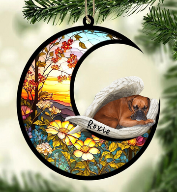 Boxer Dog Memorial - Personalized Suncatcher Ornament, Christmas Suncatcher Ornament