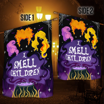 Three Witches Halloween I Smell Children - House Flag