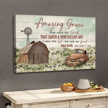 Jesus Amazing grace how sweet the sound Farmhouse - Matte Canvas