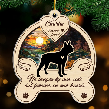 Dogs No Longer By Our Side But Forever In Our Hearts - Personalized Memorial Suncatcher