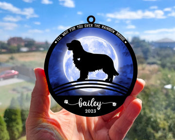 Dog I'll Meet You At The Rainbow Bridge Pet Memorial Gift - Personalized Suncatcher Ornament, Loss of Pet Sympathy Gift