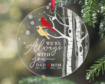 Couple Cardinal We're Always With You Gift For Loss Of Parents - Personalized Transparent Acrylic Ornament