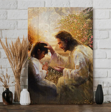 Jesus Christ the redeemer, Lovely child, In the forest - Matte Canvas