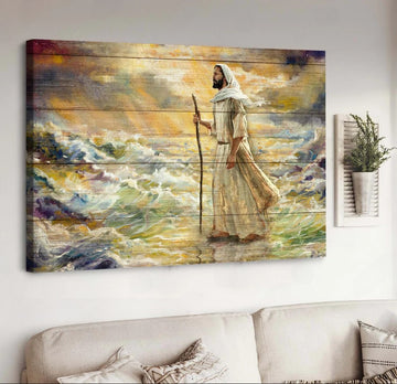 Jesus walking on water, Watercolor painting - Matte Canvas