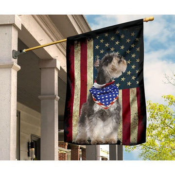 Patriotic Schnauzer Happy Independence Day  - House Flag