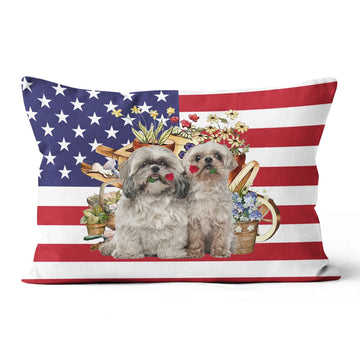 FLOWERS AND SHIH TZU GIFT FOR YOU Canvas Pillow