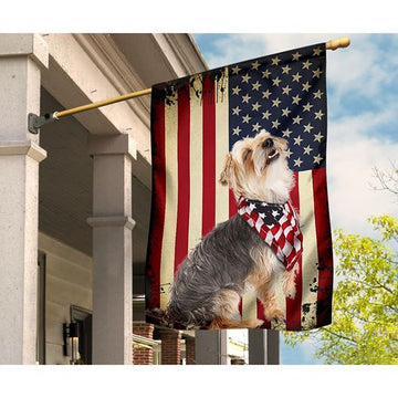 Patriotic Yorkshire Terrier Happy Independence Day - House Flag